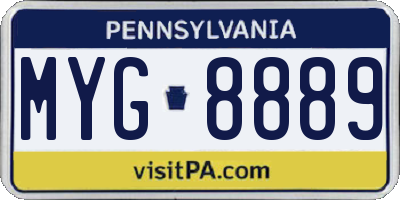 PA license plate MYG8889