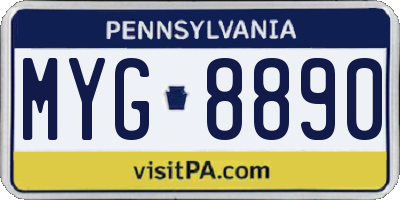 PA license plate MYG8890