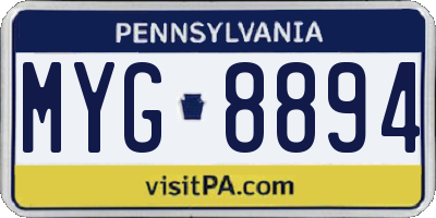 PA license plate MYG8894