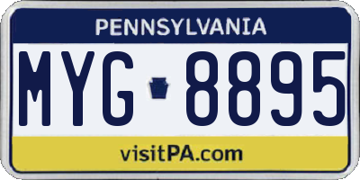 PA license plate MYG8895