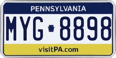 PA license plate MYG8898