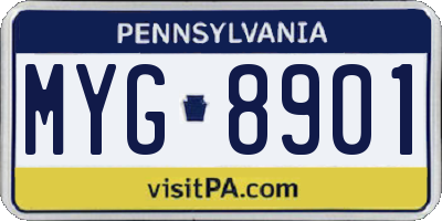 PA license plate MYG8901