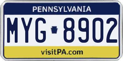 PA license plate MYG8902