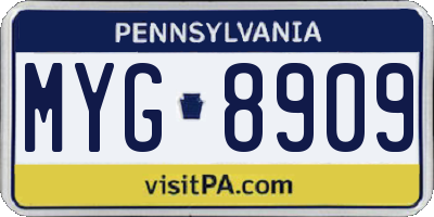 PA license plate MYG8909