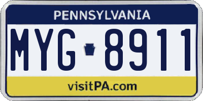 PA license plate MYG8911