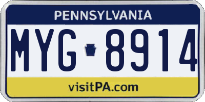 PA license plate MYG8914