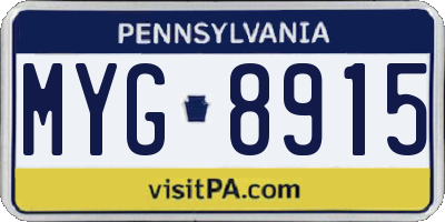 PA license plate MYG8915