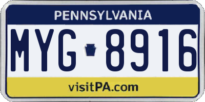 PA license plate MYG8916