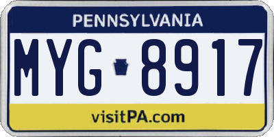 PA license plate MYG8917