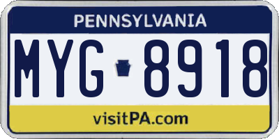PA license plate MYG8918