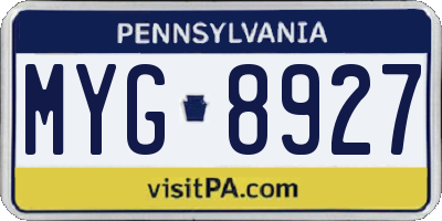 PA license plate MYG8927
