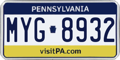PA license plate MYG8932