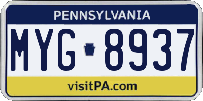 PA license plate MYG8937