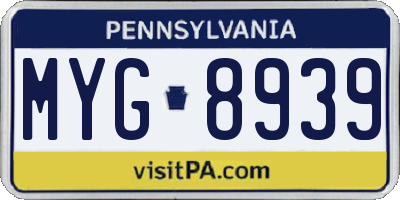 PA license plate MYG8939