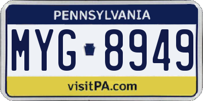 PA license plate MYG8949