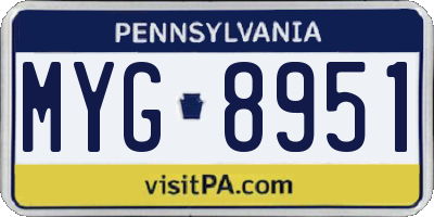 PA license plate MYG8951