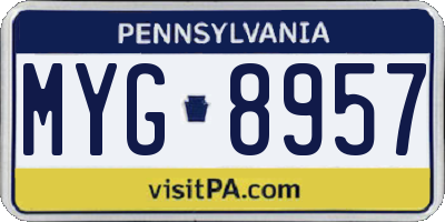PA license plate MYG8957