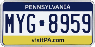 PA license plate MYG8959