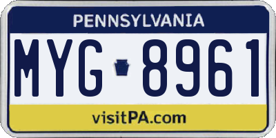 PA license plate MYG8961