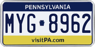 PA license plate MYG8962