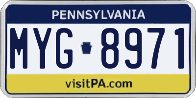 PA license plate MYG8971