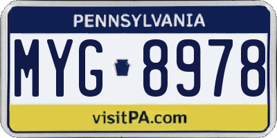 PA license plate MYG8978