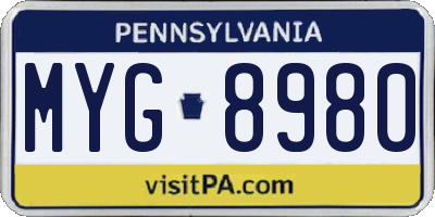 PA license plate MYG8980