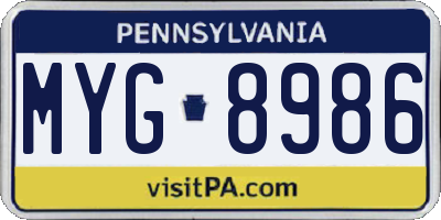 PA license plate MYG8986