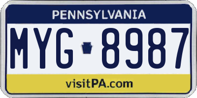 PA license plate MYG8987