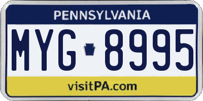 PA license plate MYG8995