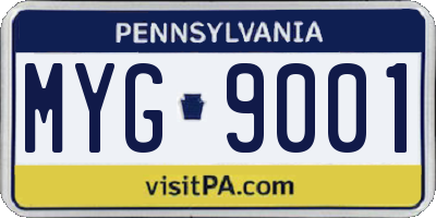 PA license plate MYG9001