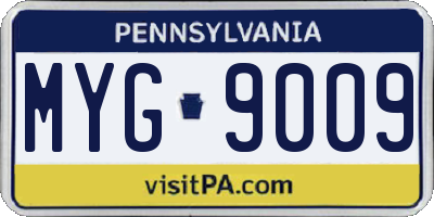 PA license plate MYG9009