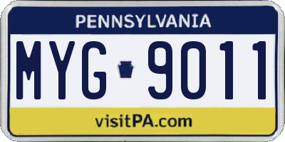 PA license plate MYG9011