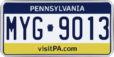 PA license plate MYG9013