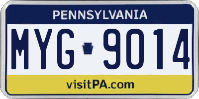 PA license plate MYG9014