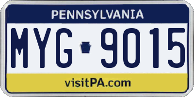 PA license plate MYG9015