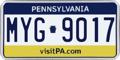 PA license plate MYG9017