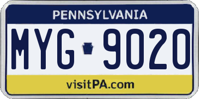 PA license plate MYG9020