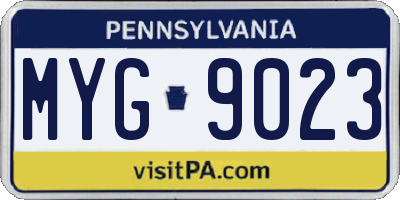 PA license plate MYG9023