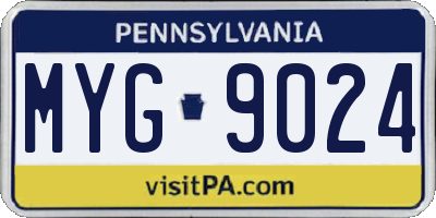 PA license plate MYG9024