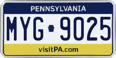 PA license plate MYG9025