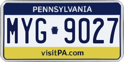 PA license plate MYG9027