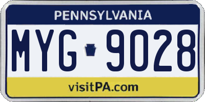 PA license plate MYG9028