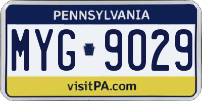 PA license plate MYG9029