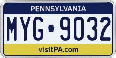 PA license plate MYG9032
