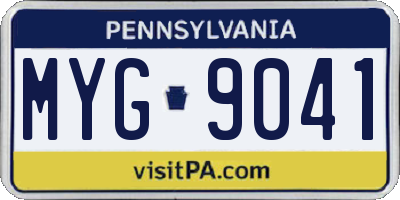 PA license plate MYG9041