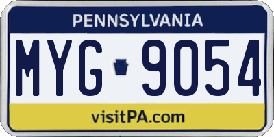 PA license plate MYG9054