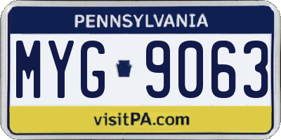PA license plate MYG9063
