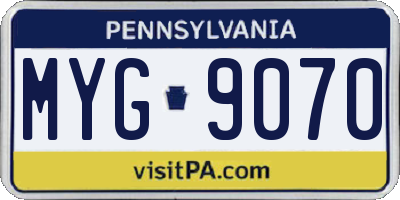 PA license plate MYG9070