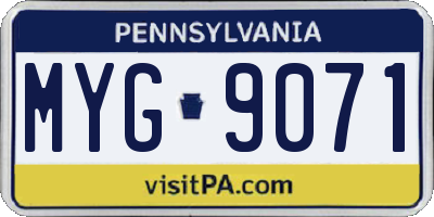 PA license plate MYG9071